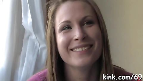 Sexy blonde girl's first time with a sexy body