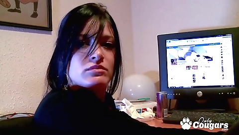 Cute blonde fucked by a huge cock