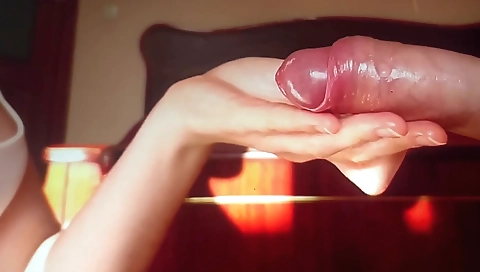 Hot blonde babe makes love to her man