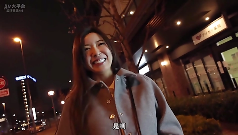 Asian milf gets a double penetration from behind