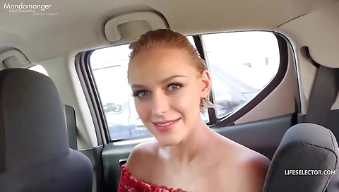 Sexy blonde model shows off and masturbation